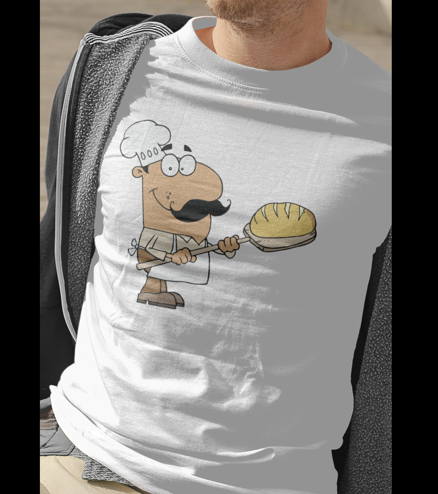 Hispanic Cartoon Bread Maker Man With Chef Hat And Loaf On Paddle T-Shirt