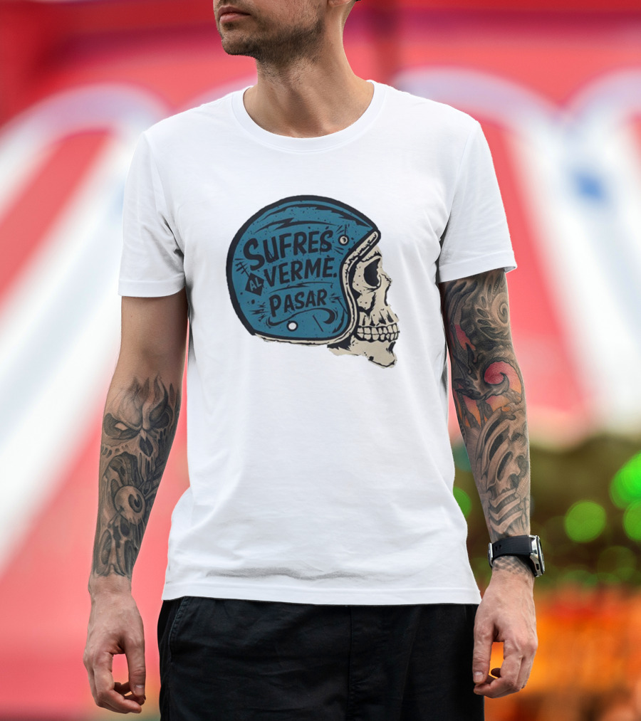 Sufres al Verme Pasar Skull Helmet Cartoon Character T-Shirt