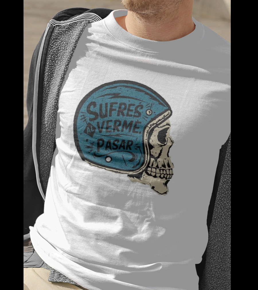 Sufres Al Verme Pasar Skull Helmet Cartoon Character T-Shirt