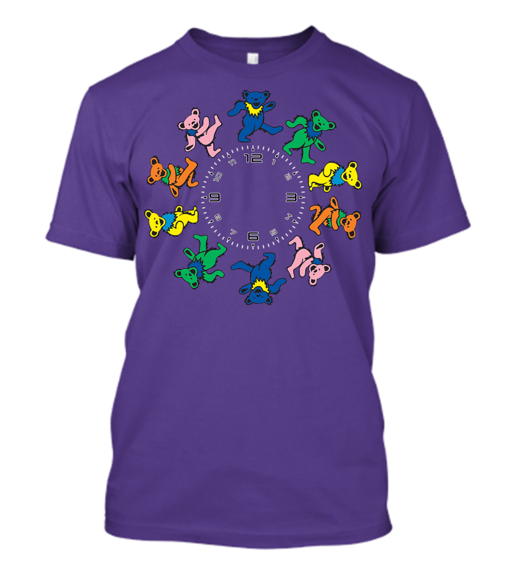 The Grateful Bear Colorful Dancing Bears Around Clock T-Shirt