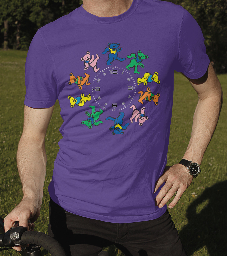 The Grateful Bear Colorful Dancing Bears Around Clock T-Shirt