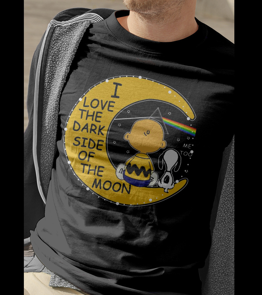 I Love The Dark Side Of The Moon Charlie Brown Snoopy Rainbow Prism Moon T-Shirt