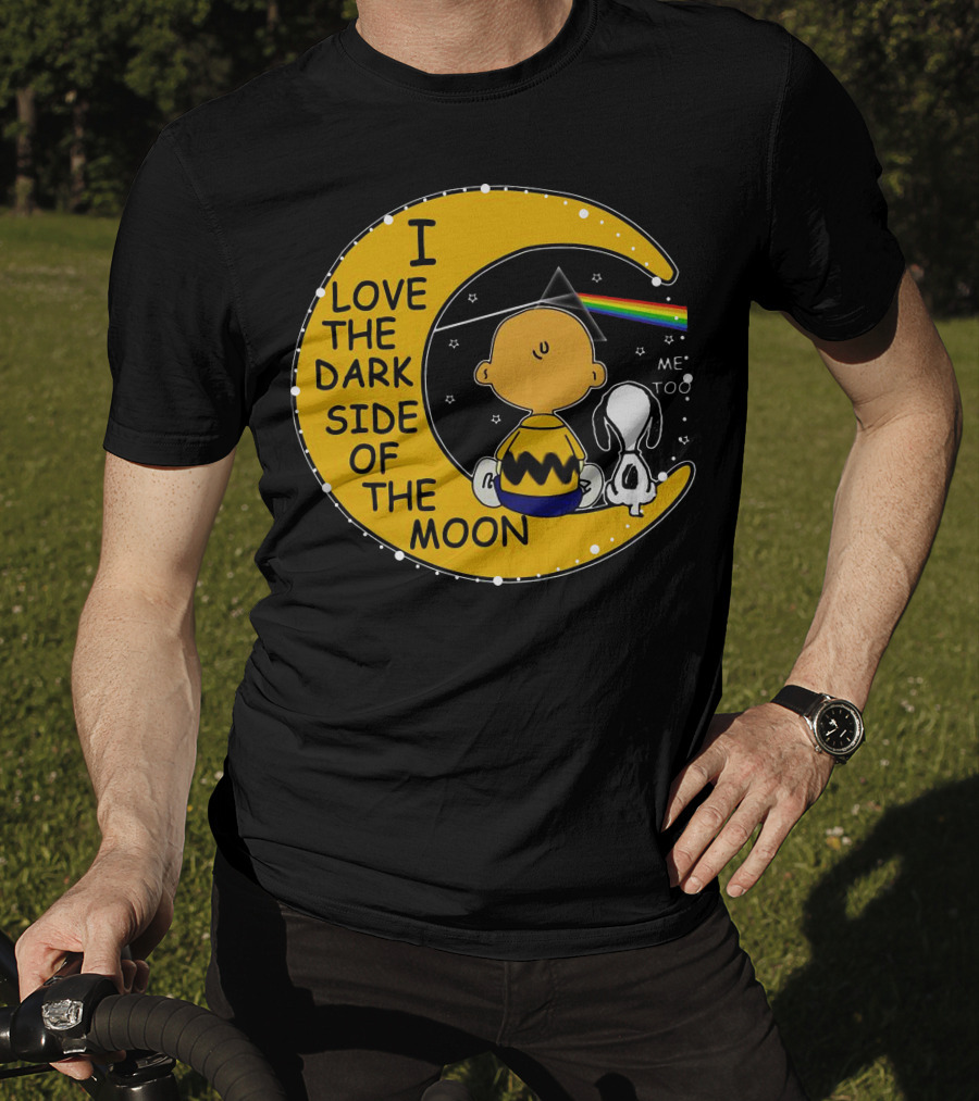 I Love The Dark Side Of The Moon Charlie Brown Snoopy Rainbow Prism Moon T-Shirt