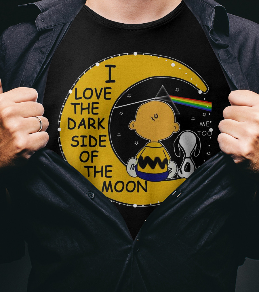 I Love The Dark Side Of The Moon Charlie Brown Snoopy Rainbow Prism Moon T-Shirt