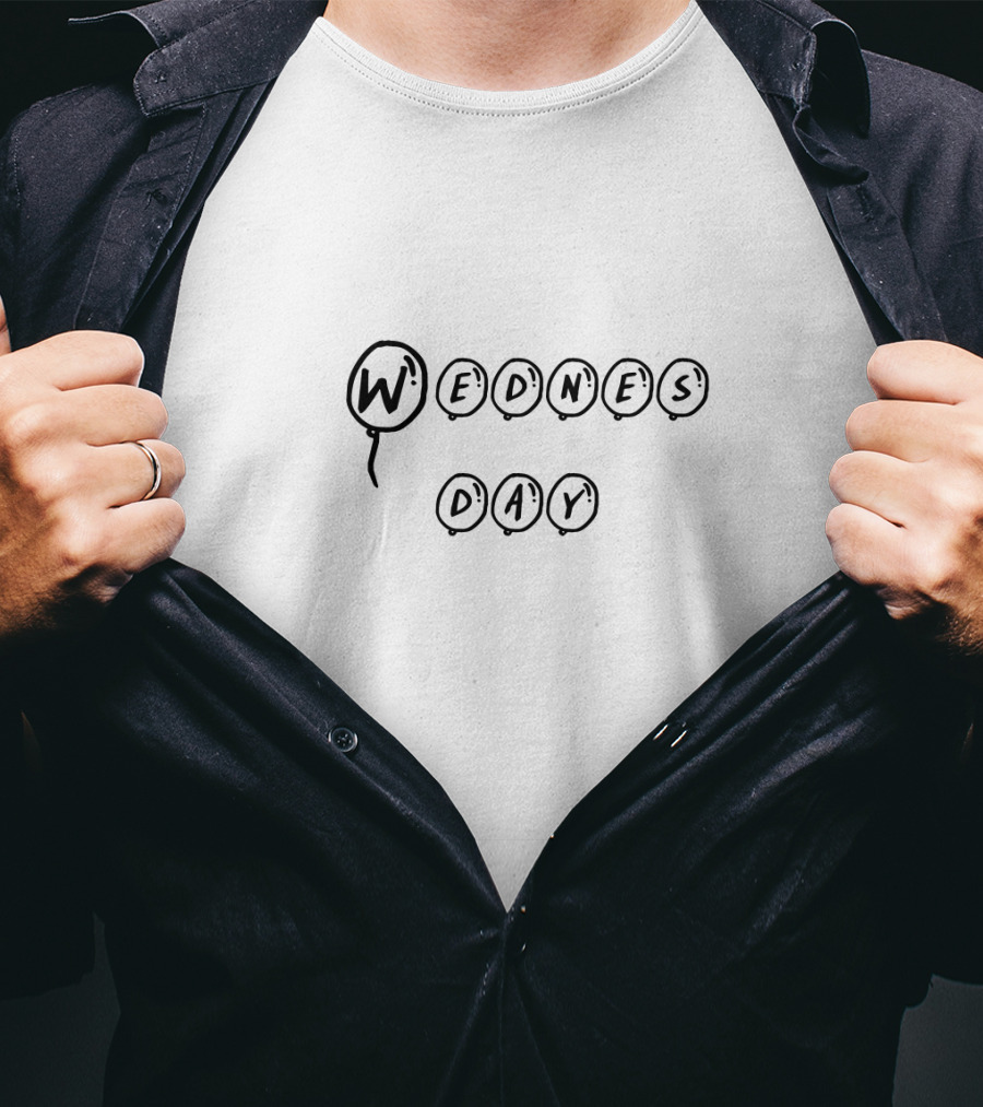 Wednesday Balloon Letters Floating Playful Typography T-Shirt