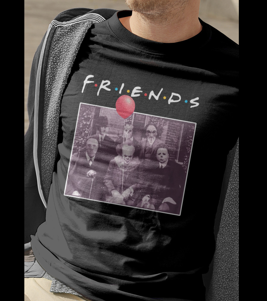Horror Movie Characters Iconic Friends TV Show Parody Featuring Red Balloon T-Shirt