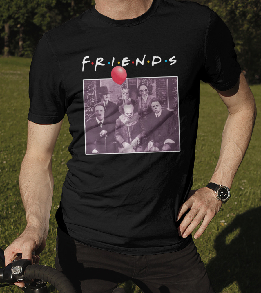 Horror Movie Characters Iconic Friends TV Show Parody Featuring Red Balloon T-Shirt