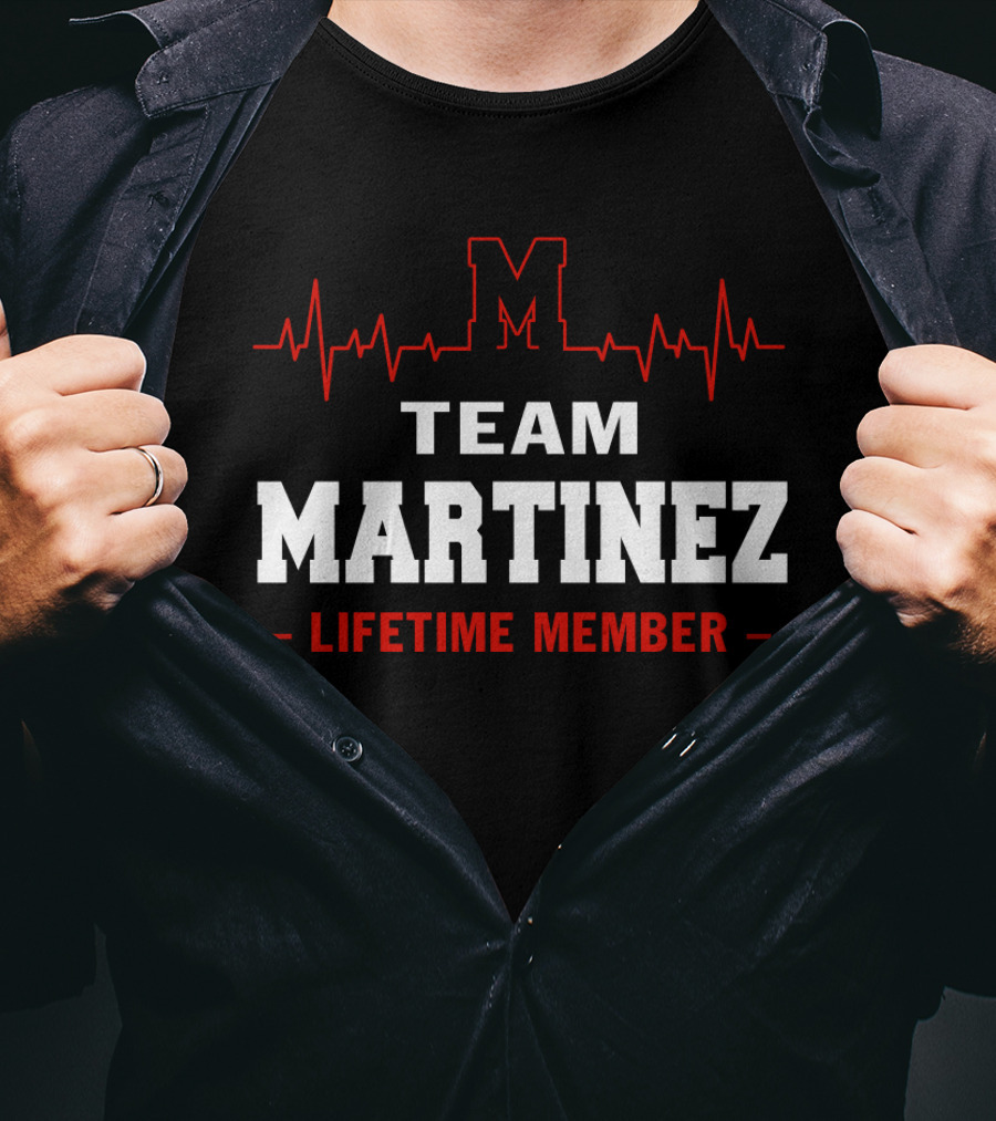 Team Martinez Lifetime Member Red Heartbeat Line M T-Shirt