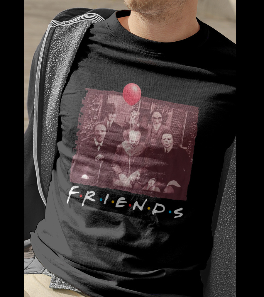 Pennywise Hannibal Lecter Michael Myers Freddy Krueger Jason Voorhees Billy Vintage Horror Friends Parody Balloon T-Shirt