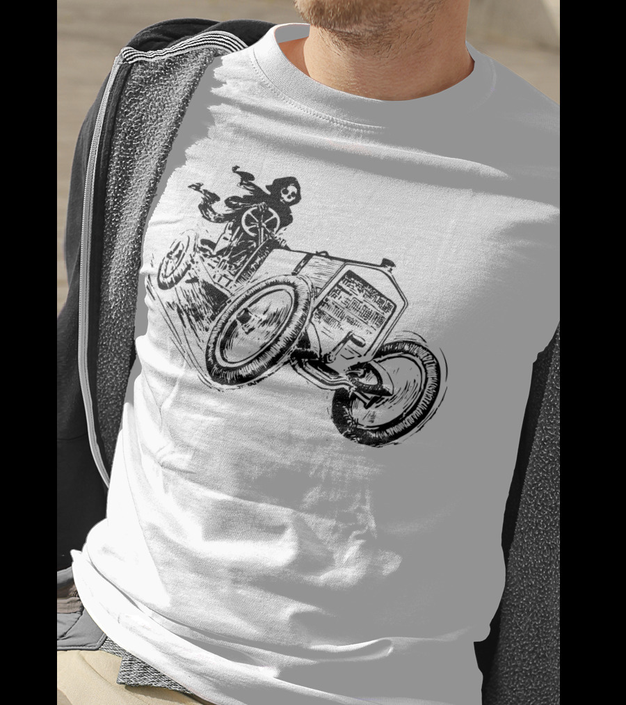 Vintage Death Racing Grim Reaper In High-Speed Race Car T-Shirt
