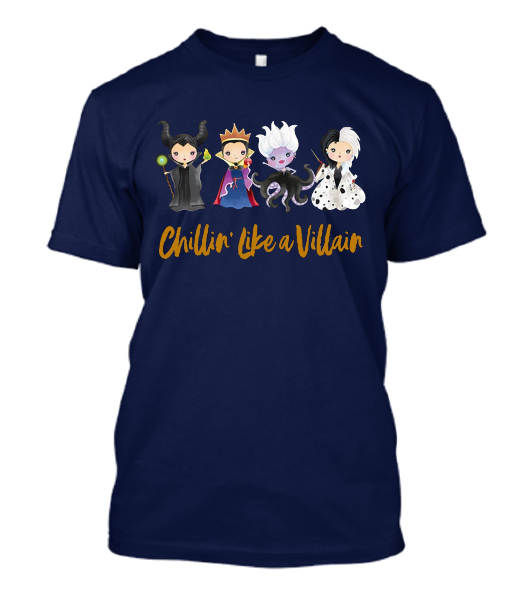 Disney Chillin' Like A Villain Maleficent Evil Queen Ursula Cruella Characters T-Shirt