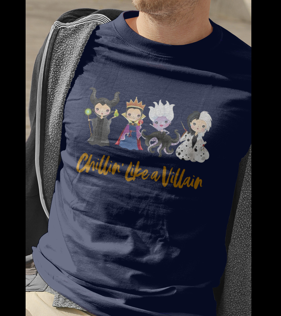 Disney Chillin' Like A Villain Maleficent Evil Queen Ursula Cruella Characters T-Shirt