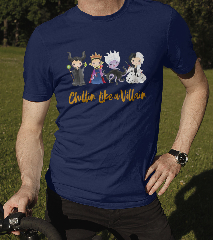 Disney Chillin' Like A Villain Maleficent Evil Queen Ursula Cruella Characters T-Shirt