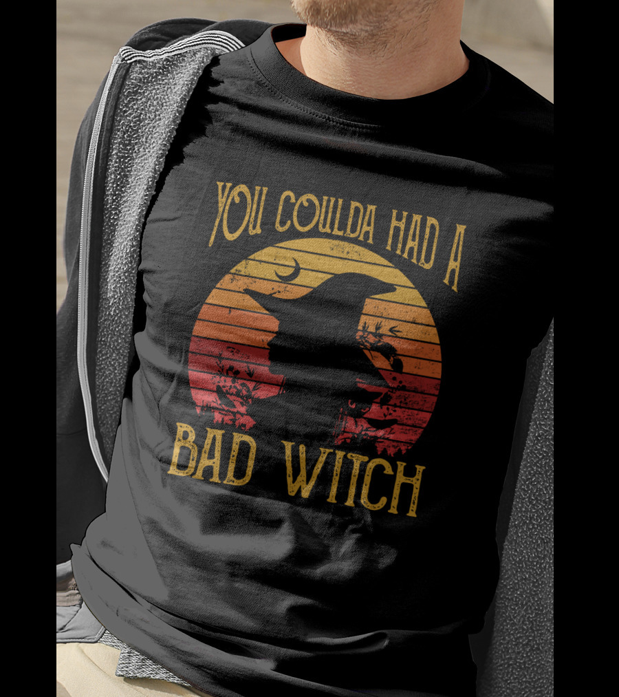 You Coulda Had A Bad Witch Vintage Sunset Witch Hat Halloween T-Shirt