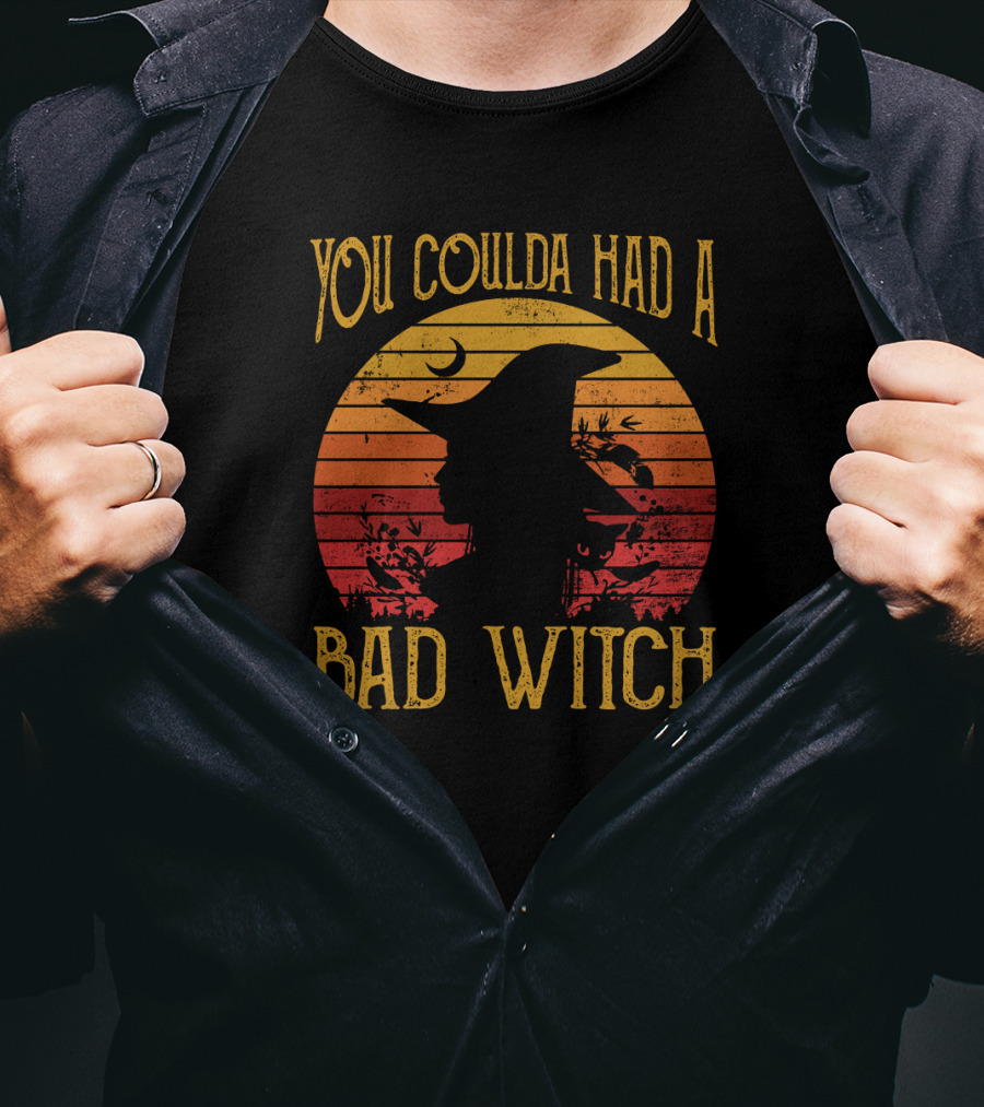 You Coulda Had A Bad Witch Vintage Sunset Witch Hat Halloween T-Shirt