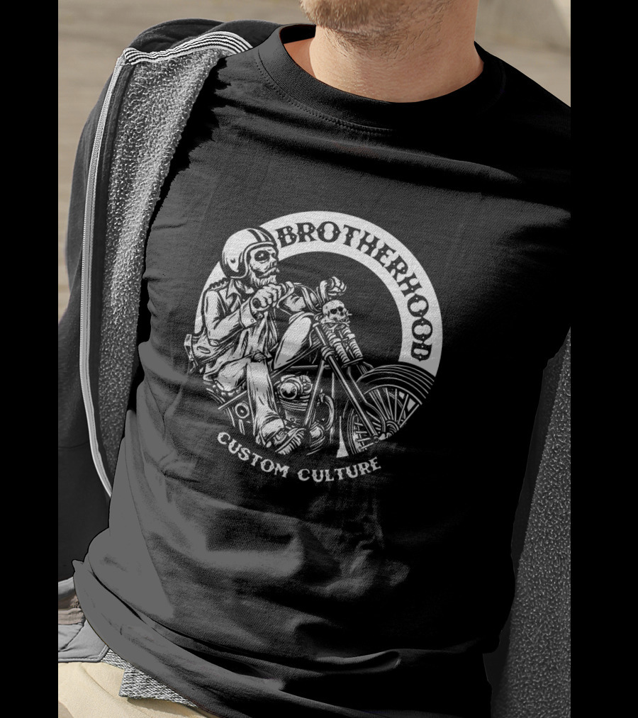 Brotherhood Skull Biker Chopper Custom Culture T-Shirt
