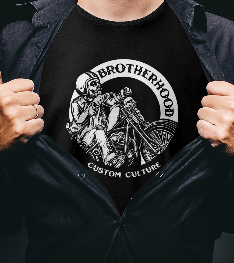 Brotherhood Skull Biker Chopper Custom Culture T-Shirt