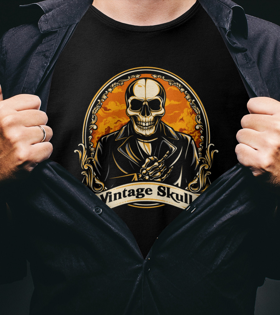 Vintage Skull Vintage Suit Iconic T-Shirt