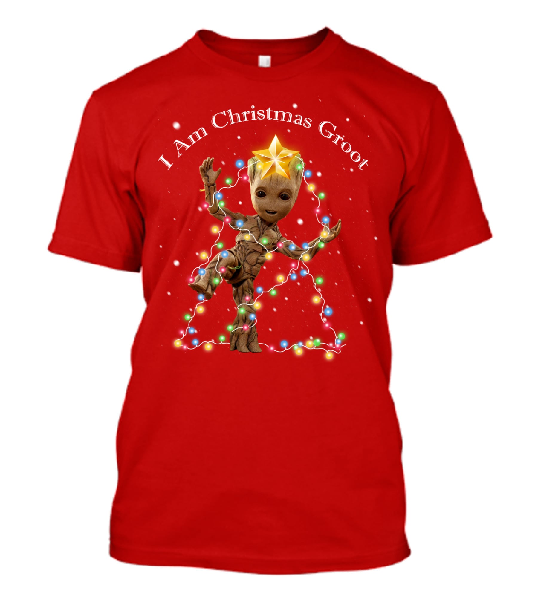 I Am Christmas Groot With Lights And Star T-Shirt