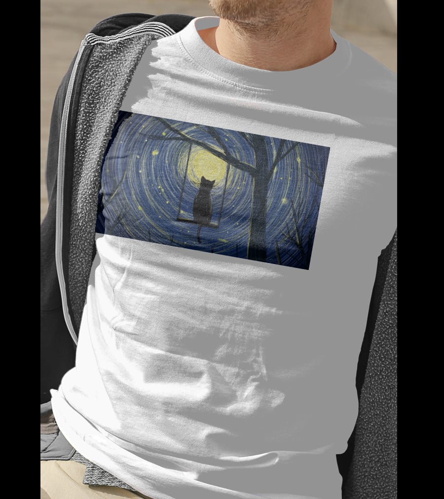 Cat Impression Starry Night Cute Series T-Shirt