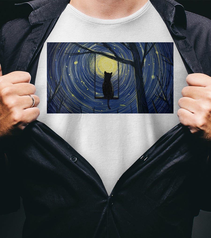 Cat Impression Starry Night Cute Series T-Shirt