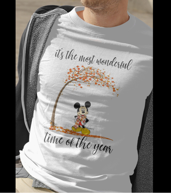 Disney Mickey It's The Most Wonderful Time Of The Year Autumn Tree T-Shirt