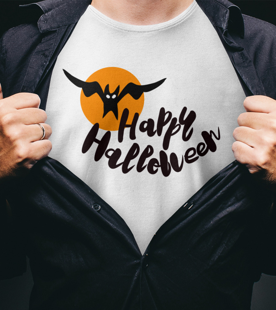 Happy Halloween Cartoon Bat T-Shirt