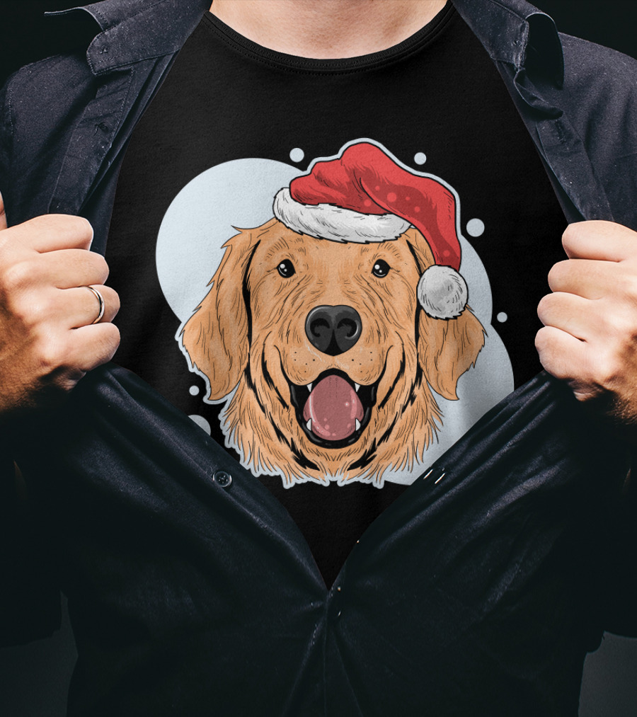 Christmas Dog Santa Claus Hat T-Shirt
