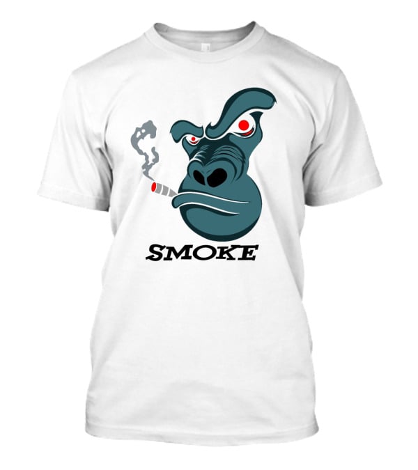 Smoke Kong Smoking Gorilla Icon With Angry Red Eyes T-Shirt