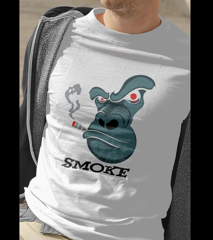 Smoke Kong Smoking Gorilla Icon With Angry Red Eyes T-Shirt