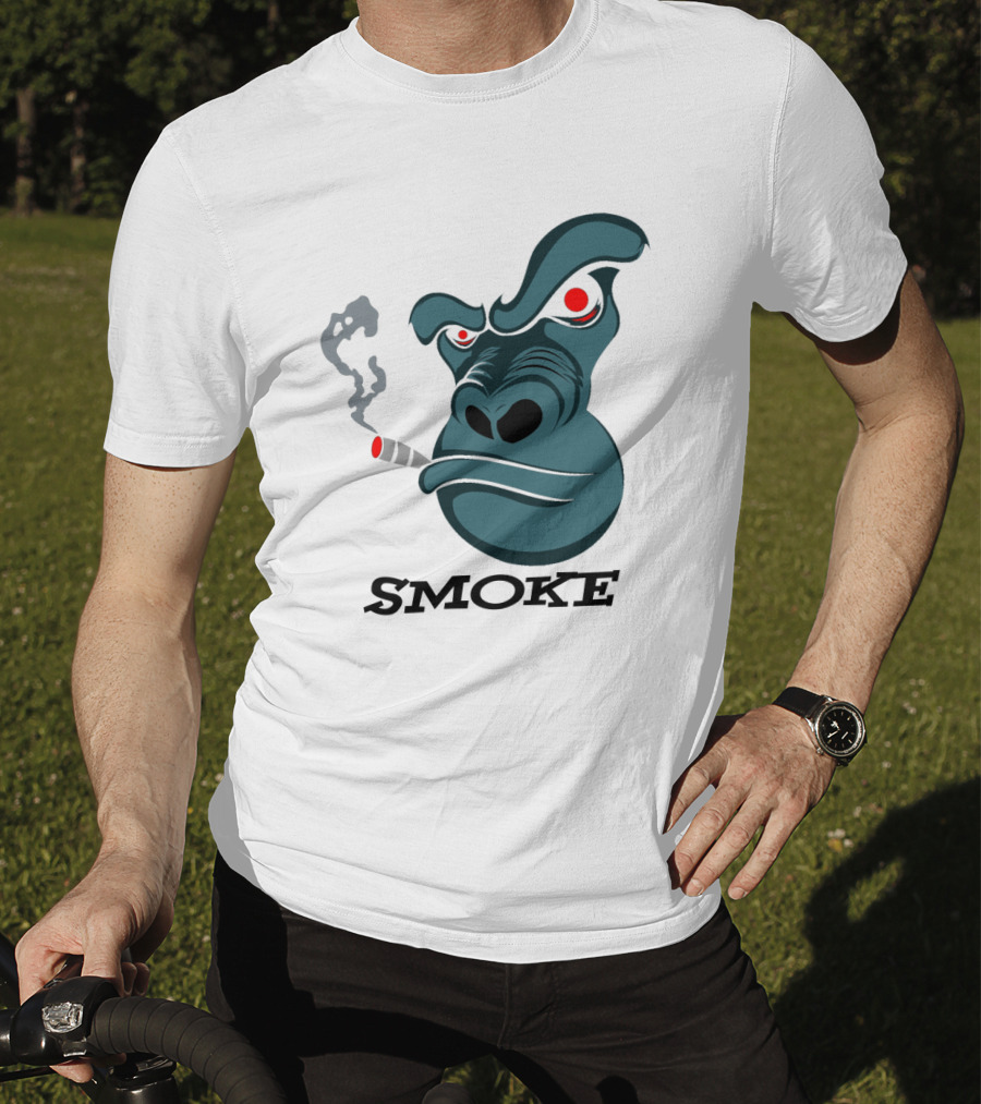 Smoke Kong Smoking Gorilla Icon With Angry Red Eyes T-Shirt