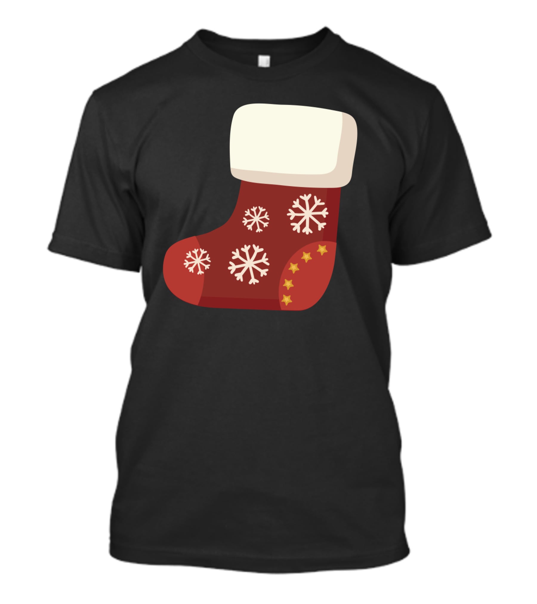 Sock Christmas Stocking With Snowflakes And Stars T-Shirt