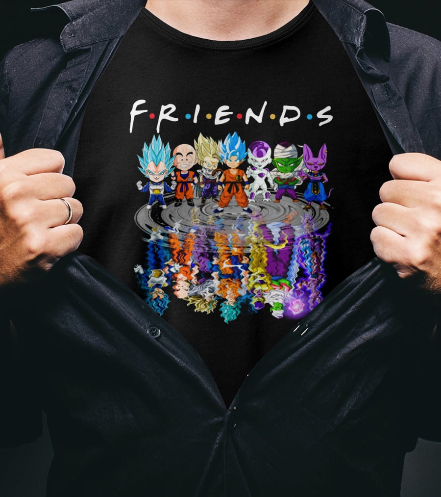 F.R.I.E.N.D.S Goku Vegeta Krillin Piccolo Frieza Beerus Dragon Ball Crossover T-Shirt