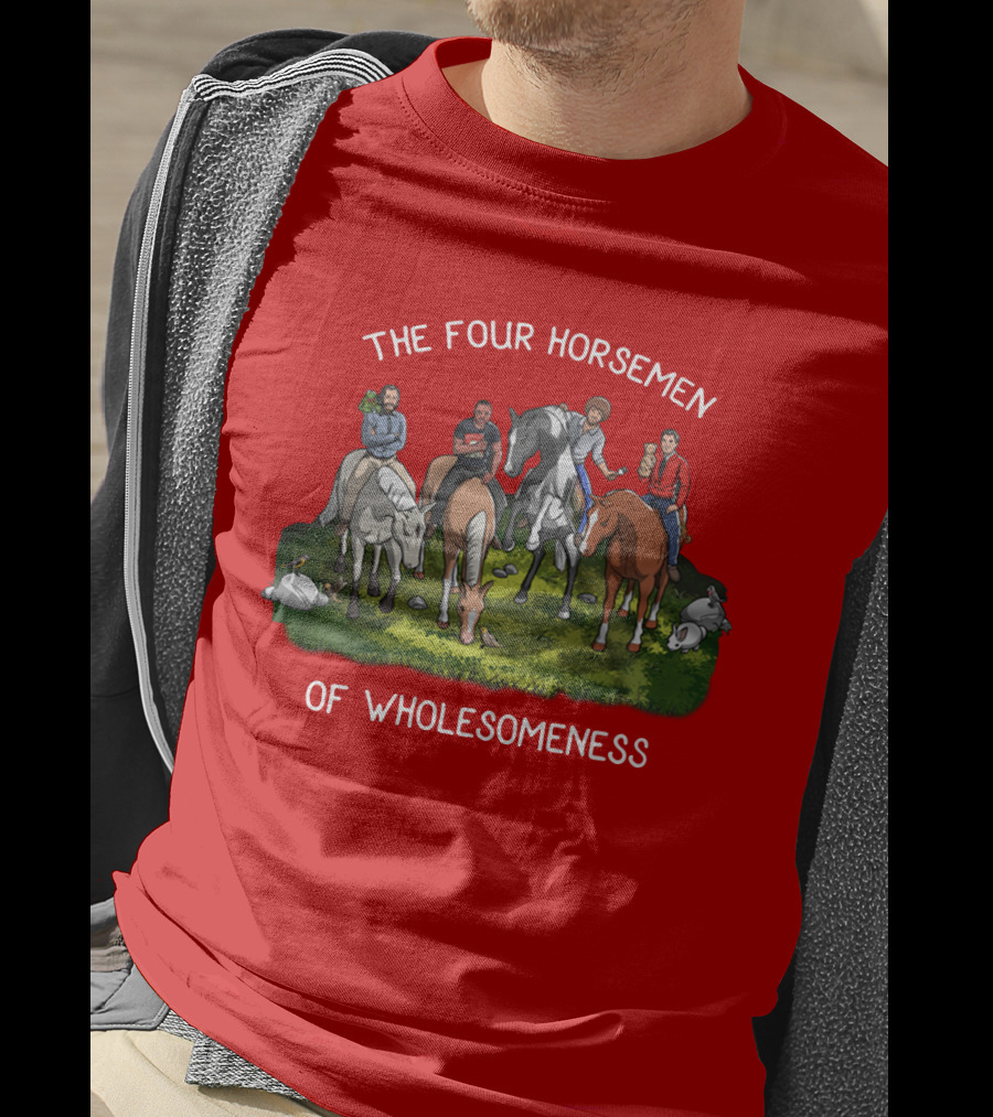 The Four Horsemen Holding Cats And Dogs Of Wholesomeness T-Shirt