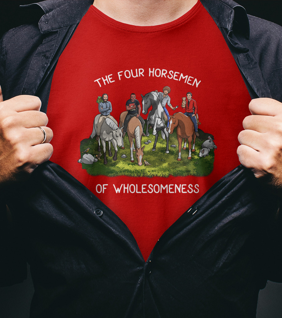 The Four Horsemen Holding Cats And Dogs Of Wholesomeness T-Shirt