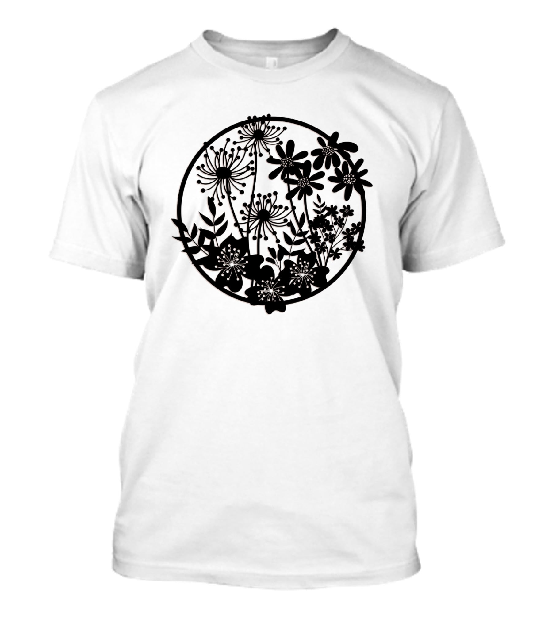 Flower Fresh Three Dimensional Silhouette Blossom Mandala T-Shirt