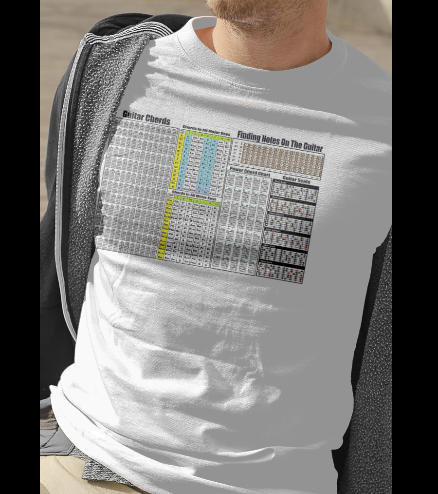 Guitar Chords Chords In All Major Keys Chords In All Minor Keys Power Chord Chart Guitar Scale Finding Notes On The Guitar T-Shirt