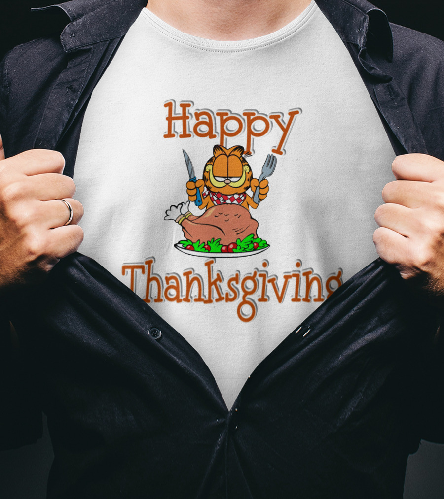 Happy Thanksgiving Garfield Turkey Feast T-Shirt