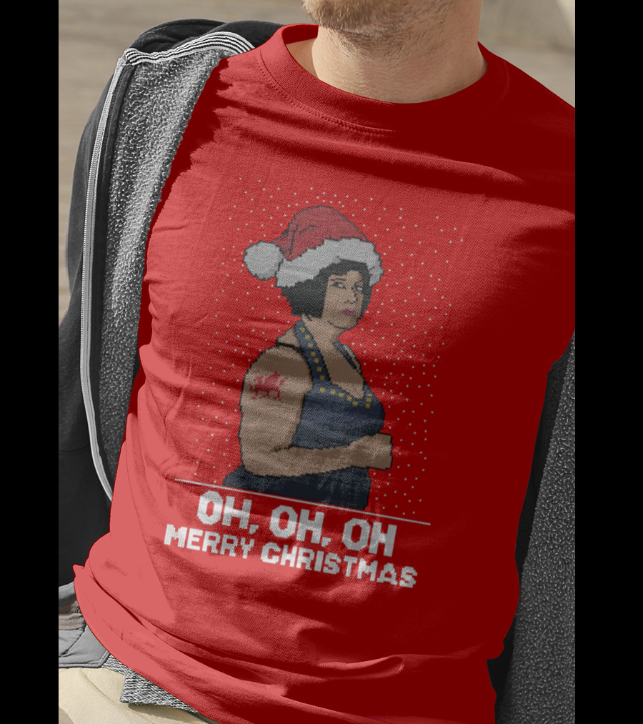 Oh Oh Oh Merry Christmas Santa Hat Tattoo T-Shirt