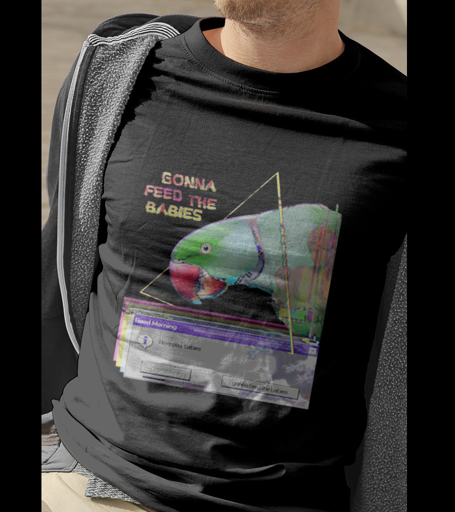 Gonna Feed The Babies Good Morning Love You Babies Parrot With Triangles T-Shirt