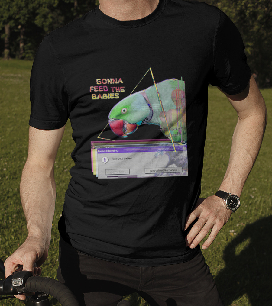 Gonna Feed The Babies Good Morning Love You Babies Parrot With Triangles T-Shirt