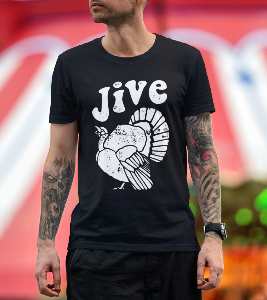 Thanksgiving Jive Turkey Retro Distressed Look T-Shirt