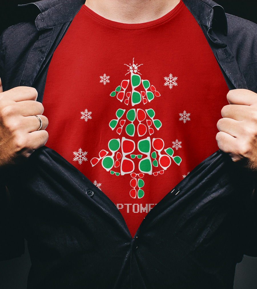 Oh Optometree Christmas Specs And Snowflakes T-Shirt