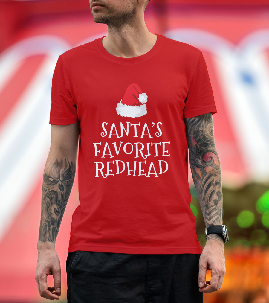 Santa's Favorite Redhead Santa Hat T-Shirt