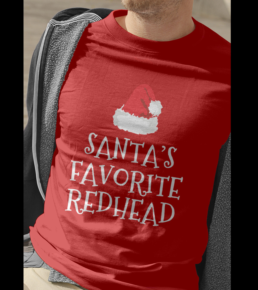 Santa's Favorite Redhead Santa Hat T-Shirt