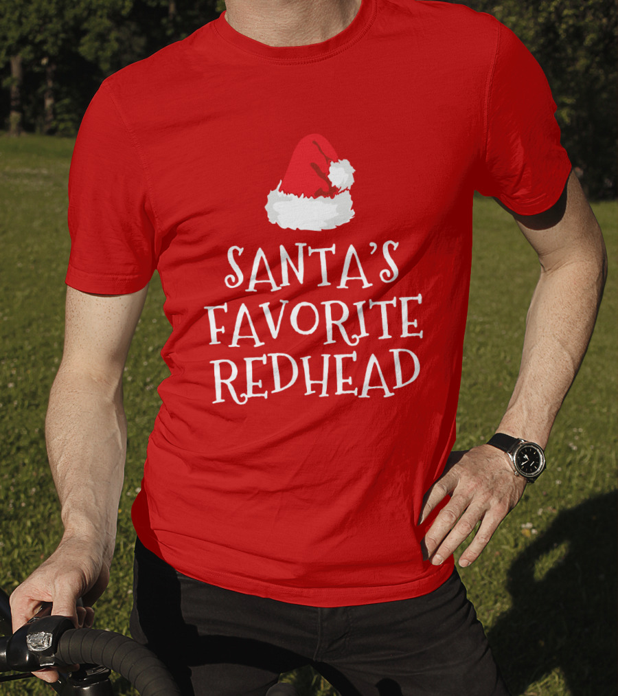 Santa's Favorite Redhead Santa Hat T-Shirt