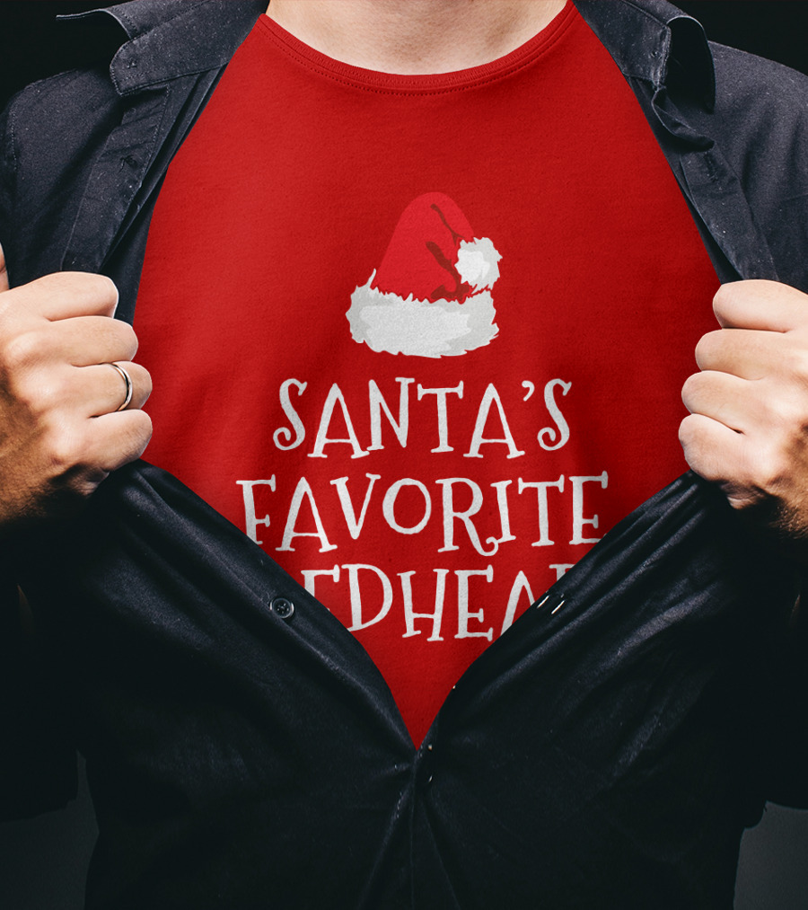 Santa's Favorite Redhead Santa Hat T-Shirt