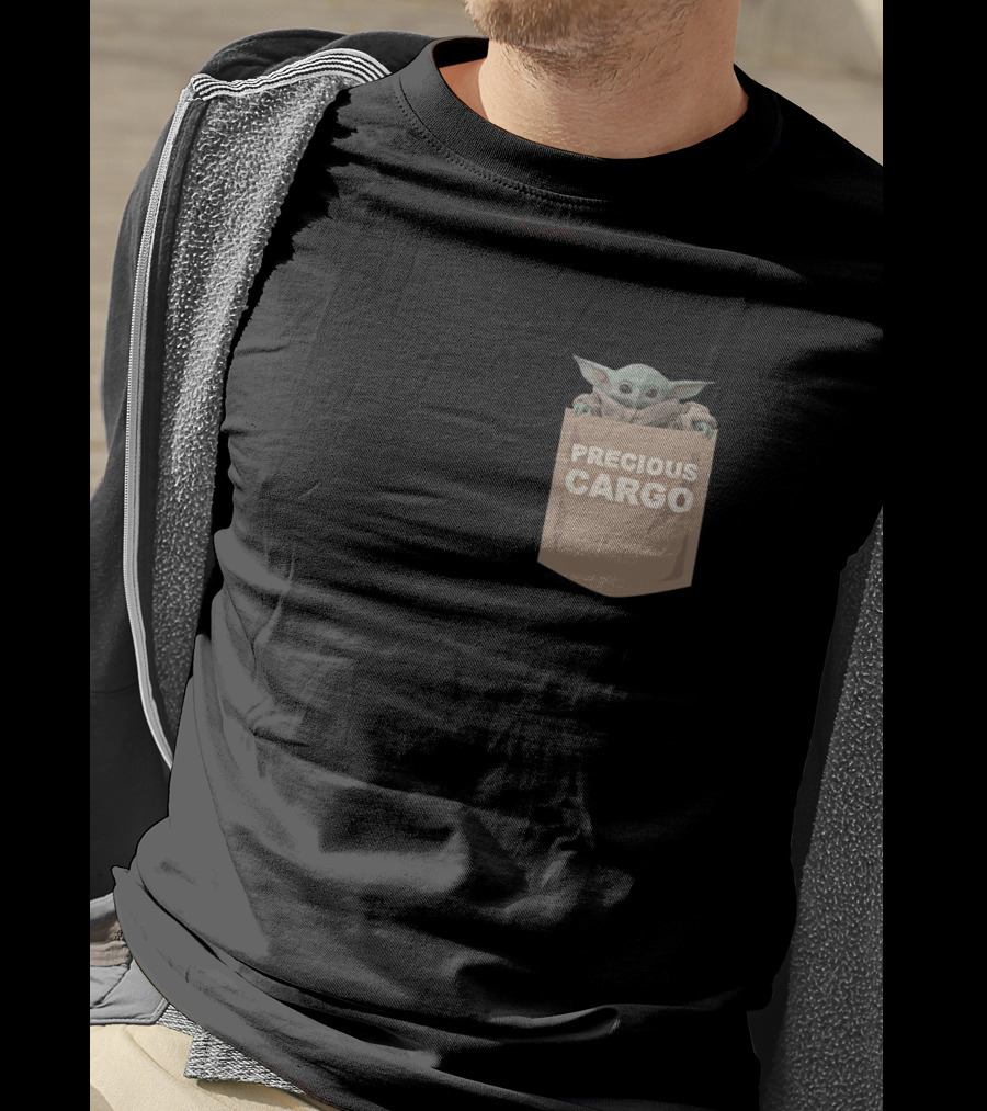 Precious Cargo Baby Yoda In Pocket Star Wars Mandalorian Grogu T-Shirt