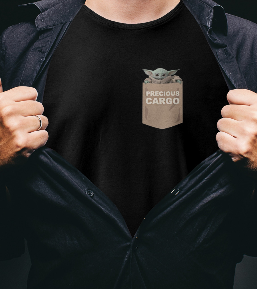 Precious Cargo Baby Yoda In Pocket Star Wars Mandalorian Grogu T-Shirt