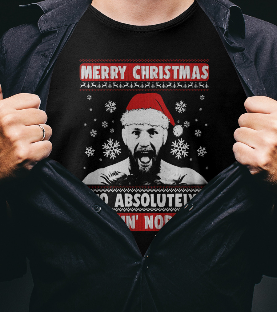 Merry Christmas To Absolutely Fookin' Nobody Santa Hat And Snowflakes T-Shirt